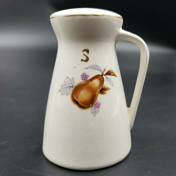 Pear Salt & Pepper Shakers W/ Handle 7 Hole Royal Taunton Autumn Fruit VTG Japan - Picture 5 of 12